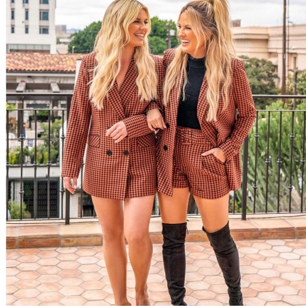 Becca Tilley X BAR III Powersuit Gingham Blazer‎ Size XS